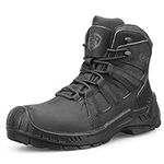 OUXX Men's Composite Toe Work Boots, Metal Free, Anti-Slip Boot, ASTM F2413 Safety Shoes, Water Resistant, Comfortable(OX4603BK,US 9)