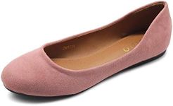 Ollio Womens Shoe Ballet Light Faux Suede Low Heels Flat, Blush, 7.5 US