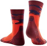 CEP Men’s Crew Cut Athletic Performance Running Socks - Mid Cut Socks, Lava/Peacoat - Camocloud, 3