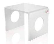 NAVRANG INNOVATIONS Acrylic Bathroom Stool/Patla 12 * 15 * 12"(l*b*h) Color- White,Matt,Smoke,Clear,Clear with Black Stripes (White)