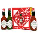 Tabasco Trio Pack 180ml - 3 SAUCEKETEERS - Red Pepper, 1 (60ml) + Green Pepper, 1 (60ml) + Free Red Pepper, 1(60ml), Non-GMO Project Verified, Vegan, Gluten free