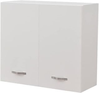Shally Dogan Pensile da Cucina a Parete, Armadio Sospeso in Legno con Due Ante 1 Ripiano e 2 Scomparti, Armadietto da Muro Spazioso e Resistente, Dimensioni 80 x 32 x 72H cm (Bianco)