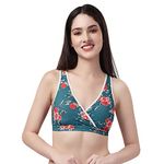 SOIE Women Non Padded Non Wired Polyester spandex Lounge Bra with Removable Cups, Multicolour, XL