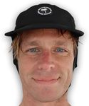 Ho Stevie! Floating Surf Cap with Chin Straps and Removable Neck Flap for Surfing, SUP, and Watersports (Black)