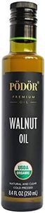 PÖDÖR Premium Organic Walnut Oil - 8.4 fl. Oz. - Cold-Pressed, 100% Natural, Unrefined and Unfiltered, Vegan, Gluten-Free, Non-GMO in Glass Bottle