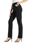 Willit 31" Women's Dress Yoga Pants Straight Leg Work Slacks Pants Office Belt Loops with 4 Pockets Black XL