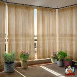 HIPPO - HDPE Balcony Outdoor Curtains (Pack of 5, Beige-Black, 4.5FTX8FT)