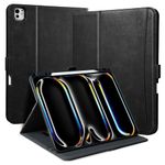 Zinibri for iPad Pro 11 Inch Case 2024 M4 A2836 A2837 with Pencil Holder & Pocket & Hand Strap, Stand Cover Magnetic PU Leather Case Compatible with iPad Pro 11 M4 2024 (5th Gen),Black