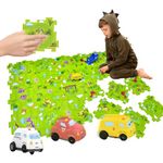 Bearbao Toddler Toys Gifts for 3 4 5 Year Old Boys, Total 24 Pieces Jigsaw Puzzle Racer Track Car Set with 3 Cars for Kids Boys 3-5, Puzzle Tracks Car Toys Gifts for 3 4 5 Year Old Boys Kids