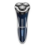 SweetLF 3D Rechargeable Waterproof IPX7 Electric Shaver Wet & Dry Rotary Shavers for Men Electric Shaving Razors with Pop-up Trimmer, Blue