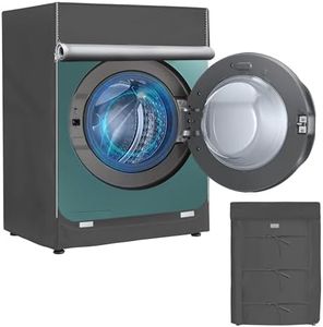 AlaSou Outdoor Washing Machine Cover, Dryer Protection Cover, Dustproof and Anti-aging Washing Machine Cover, Front Zipper Type (Gray, M 60 X 55 X 85 CM)