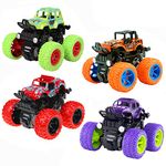 Monster Truck Toy Cars for Boys, 4 Pack Push Cars for Toddlers, 360 Degree Rotation 4 Wheels Drive Durable Friction Powered Car Toys for Christmas Kids Birthday Party, Gift for 3 4 5 6 7 8 Year Old