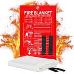 Emergency Fire Blanket 1Mx1M, Fire Retardant +1 Self Adhesive Heavy Duty Wall Hook - Survival Safety - Emergency For Home, Kitchen, School, Fireplace, Grill, Cars, Office, Caravans