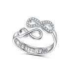 S925 Sterling Silver Best Friend Infinity Ring Adjustable Friendship Jewelry Birthday Gifts for Women Adults