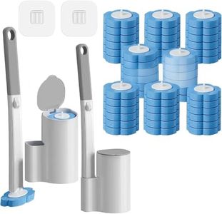 Disposable Toilet Brush and Holder Set,Extended Handle with 48 Cleaner Refills Toilet Brush for Toilet Bowl Cleaners,Bathroom Cleaning, Bathtub - Blue (Ocean Fresh Scent) 2 Pack