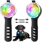 Tubasion 2-Pack Dog Lights for Night Walking, Upgraded 8 Modes Rechargeable Dog Collar Lights for Nighttime Clip On, IP66 Waterproof and Silicone Band Safety Lights for Dog Collars