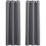 PONY DANCE Blackout Curtains Bedroom - 42 x 63 inch Grey Blackout Material Fabric Curtains for Living Room Nursery Window Blinds for Home Decoration, Set of 2, Grey