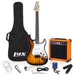 LyxPro Full Size Electric Guitar 39" inch with 20w Amp, Package Includes All Accessories, Digital Tuner, Strings, Picks, Tremolo Bar, Shoulder Strap, Case Bag Complete Beginner Starter kit - Sunburst