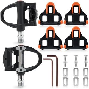 OUMURS SPD SL Pedals, 9/16" Road Bike Pedals,Sealed Bearings & Nylon Clipless Pedals with Cleats Set Suitable for SPD-SL System Road Bike Spin Bike MTB Indoor Bike (Set A