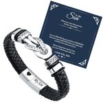 VNOX Braided Leather Bracelets for Men: Personalised Gifts for Son/Dad/Husband/Boyfriend Infinity Leather Bracelet Father's Day Birthday Valentine's Day Creative Gifts(for Son)