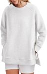 ANRABESS Womens Oversized Sweatshirt Crewneck Long Sleeve Tunic Pollover Shirt Side Zipper Hoodie Sweater 2024 Winter Clothes Light Gray Small