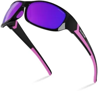 DEAFRAIN Polarized Sports Sunglasses for Men Women Driving Fishing Cycling Running Golf Purple Glasses Wrap Around Goggles UV400 Protection
