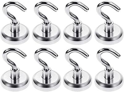 ZFYQ Magnetic Hooks, 25mm Ultra Powerful Magnets 44lbs Hooks, Great for Fridge, Office and Kitchen, Pack of 8