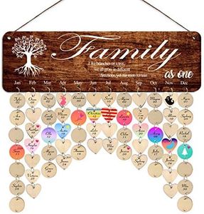 Birthday Gifts for Mom Grandma,Family Tree Birthday Calendar Wall Hanging,Family Birthday Board Plaque with Tags,Family Wall Decor,Mothers Day Gifts from Daughter