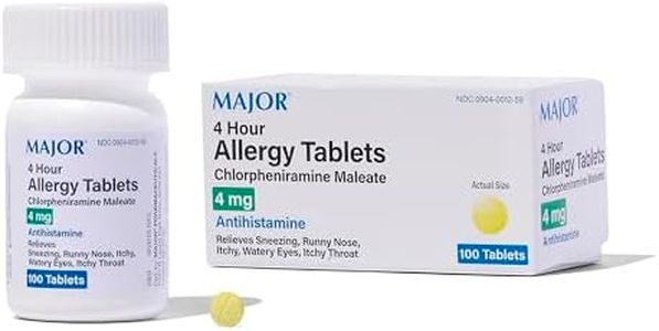 Major Chlorpheniramine 4 Mg Tabs - Chlorpheniramine Maleate 4-Hour Allergy Medicine Tablets - Antihistamine for Sneezing, Itchy and Watery Eyes, Itchy Throat, Runny Nose - 100 Tablets per Bottle