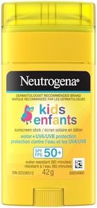 Neutrogena Kids Sunscreen Stick, SPF 50+, Sun Protection UVA & UVB, Water resistant Sunscreen, Travel Sized, 42-g