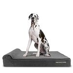 The Dog’s Bed Orthopaedic Headrest Dog Bed XXL Grey Plush 137x91x15cm, Waterproof Memory Foam Dog Bed