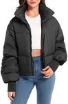 Orolay Womens Winter Oversized Short Down Jacket Crop Zip Puffer Coat Black XS