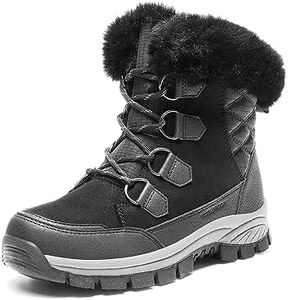 DREAM PAIRS Waterproof Snow Boots for Women, Faux Fur Cozy Warm Insulated Winter Boots Lace Up Mid-Calf Outdoor Shoes for Walking Hiking Hespera,Size 7,Black,SDSB2305W