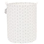 Sea Team 19.7 Inch Large Sized Waterproof Coating Ramie Cotton Fabric Folding Laundry Hamper Bucket Cylindric Burlap Canvas Storage Basket with Stylish Arrow Grey A Design