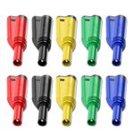 Cleqee 10PCS 4mm Stackable Banana Plugs 10A Insulated Safety Connector Shrouded Plug Screw Type Solderless for DIY Multimeter Test Leads Cables 5 Colours