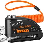 HAPYTHDA Alarm Disc Lock Motorbike,Anti Theft with 120dB,Motorbike Accessories Bike Lock Security,Rechargeable Motorcycle Locks for Mopeds Bikes Scooters,Waterproof,5.9FT Reminder Cable,Black