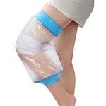 Knee Cast Cover for Shower, Waterproof TPU Shower Bandage and Cast Protector for Knee Replacement Surgery, Wound, Burns Watertight Protection Reusable