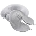 Prasacco 2 Packs Travel Neck Pillow Case Cover, U Shaped Neck Pillow Cover Reusable Neck Pillow Washable Cover Soft and Smooth Neck Pillow Cover Grey Airplane Pillow Cover (No Filler)