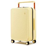 Mixi Luggage Suitcases with Spinner Wheels,Upgrade Wide Handle PC Hardshell Rolling Travel Suitcase with TSA Lock, Checked-Medium 24-Inch, Lark Yellow