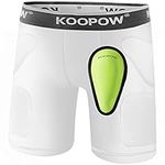 KOOPOW Youth Boys Padded Sliding Shorts Slider Pads with Soft Protective Athletic Cup for Baseball, Football, Lacrosse (X-Small, White)