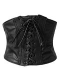 Alivila.Y Fashion Womens Faux Leather Steampunk Sexy Underbust Waist Belt Corset, Black, XXL