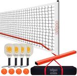 Pickleball Set with Regulation Pickleball Net, 4 Players Pickleball Paddles, Four 40-Holes Outdoor Pickleball balls, and Carry Bag | Portable Pickleball Net System for Backyard, Indoor, Outdoor Fun