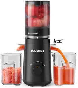 TUUMIIST Entsafter‚ Slow Juicer mit 135MM Extra Großem Einfüllschacht, Entsafter Gemüse und Obst Testsieger anwendbar Ganzes Obst und Gemüse, Leicht zu Reinigen, Hohe Saftausbeute, BPA-Frei, Schwarz
