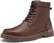 Jousen Men Boots Casual Motorcycle Boots for Men Chukka Zipper Combat Botas Para Hombre Fashion（Brown-09）