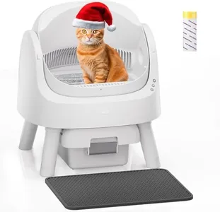 PetPivot Self-Cleaning Cat Litter Box for Multiple Cats - Automatic, Open Top, White with Liners and Mat Included
