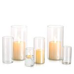 Glasseam Glass Hurricane Candle Holder Set of 6, Cylinder Candle Holders for Table Centerpiece, Modern Cylinder Vases for Centerpieces, Glass Candle Cylinders Clear Candle Vase Decorative for Wedding