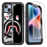 OTTARTAKS Compatible for iPhone 14 Plus Case with Screen Protector Heavy Duty Camo Luxury Fashion iPhone 14 Plus Case for Boys Men Shockproof Protective Case for iPhone 14 Plus 6.7inch, Camo Shark