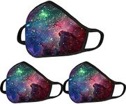 3 Pack Galaxy Dust Mouth Face Mask - Inner White Cotton - Dustproof Saw-Dust Washable - Reusable Comfy - Cotton Protective Breathable Soft Warm Windproof Face Protection for Man and Woman