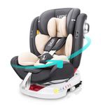 LETTAS 360 Rotation Baby Car Seat with Isofix Group 0+1/2/3 (0-36kg, 0-12Years) Maximum Recline 165° for Rear Facing, SIPS, ECE R44/04