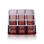 Sikyby Lipstick Holder Makeup Organizer Lipgloss Storage Acrylic Lip Stick Case Display For Vanity Brushes Bottles Pens Women Girls Gifts(Brown)